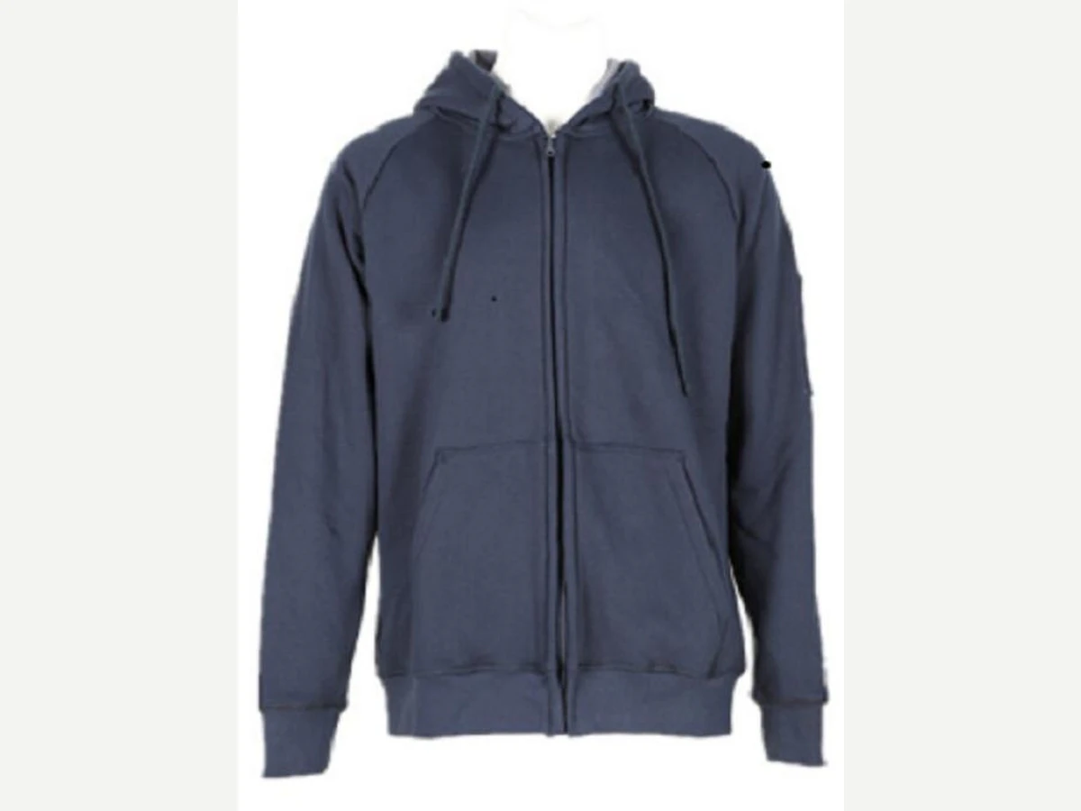 Plain navy zip-up hoodie product