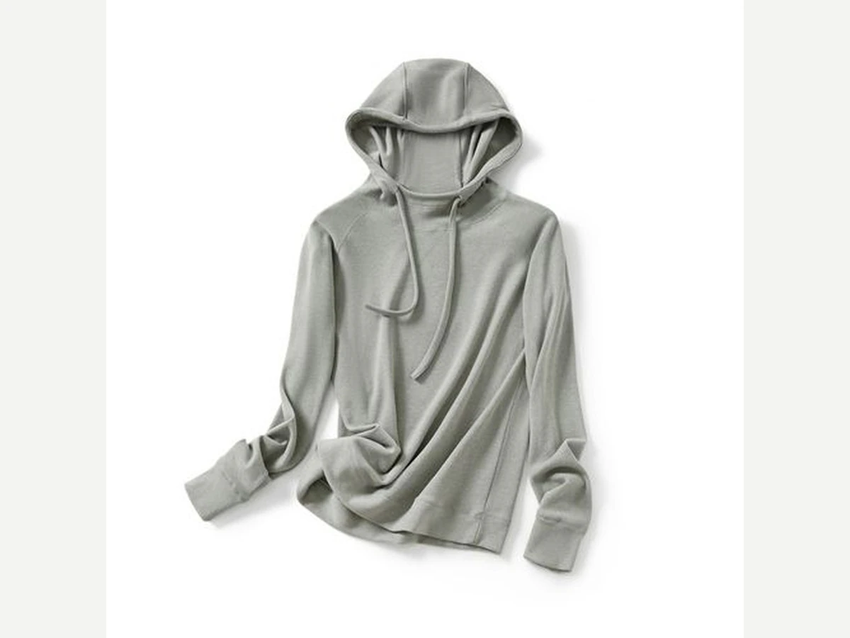 Plain gray knit hoodie product